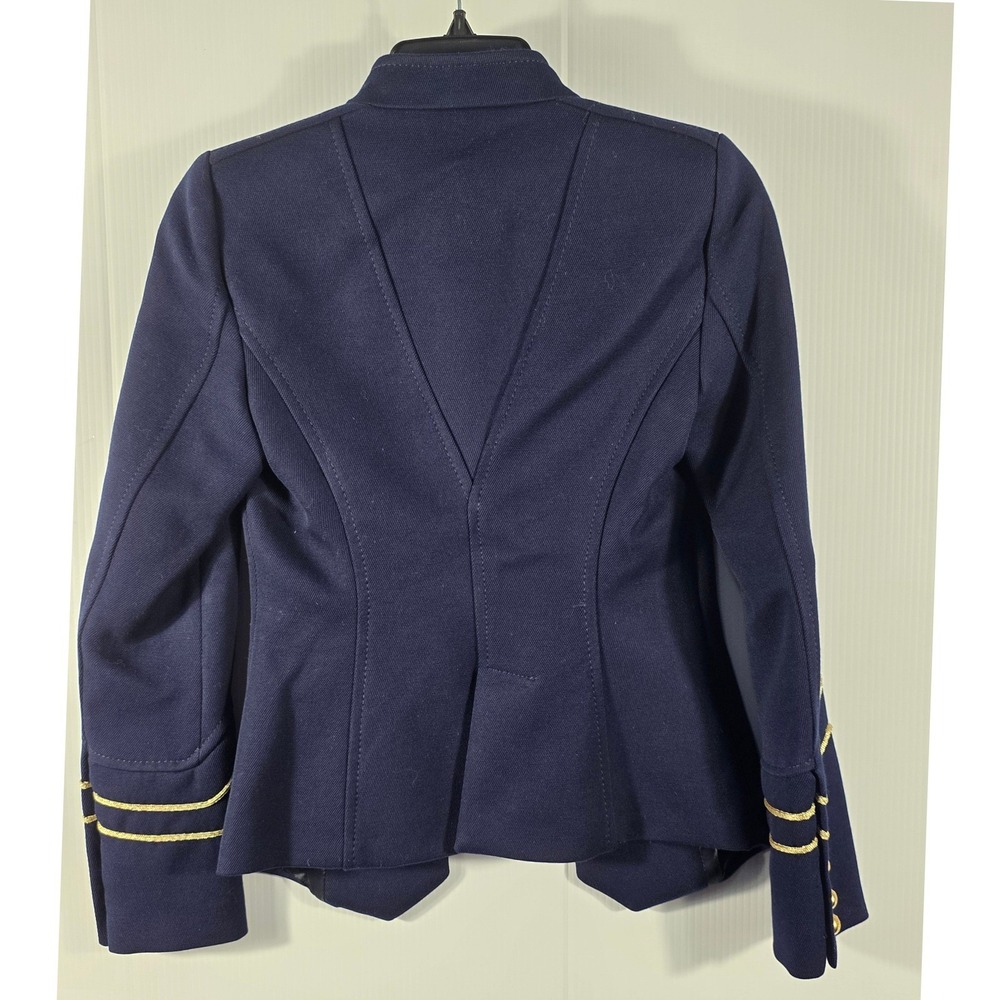 Zara Woman Navy Blue Gold Military Hussar Braided Embroidery Jacket XS 8057/697 - Picture 3 of 14